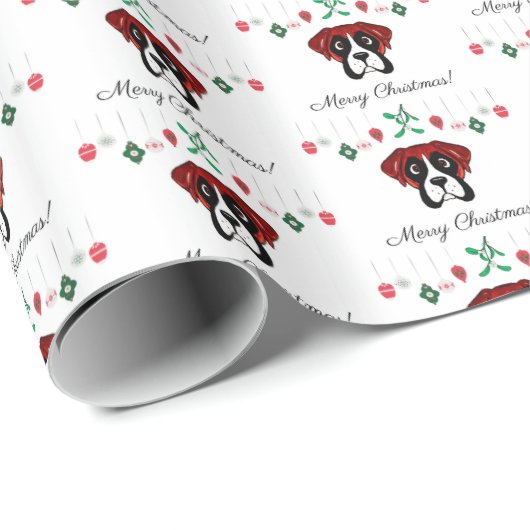 Boxer Merry Christmas Geschenkpapier (Rolleneckpunkt)