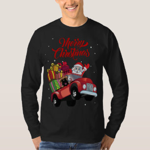 Boxer mit dem Weihnachtsmann im roten Lkw-Hund T-Shirt