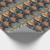 Boxer mit Herz-Rose Valentinstag Geschenkpapier (Ecke)