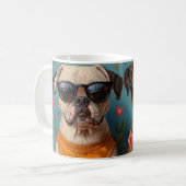 Boxer mit Herz-Rose Valentinstag Kaffeetasse (Vorderseite Links)