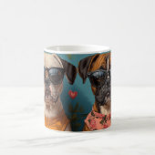 Boxer mit Herz-Rose Valentinstag Kaffeetasse (Mittel)