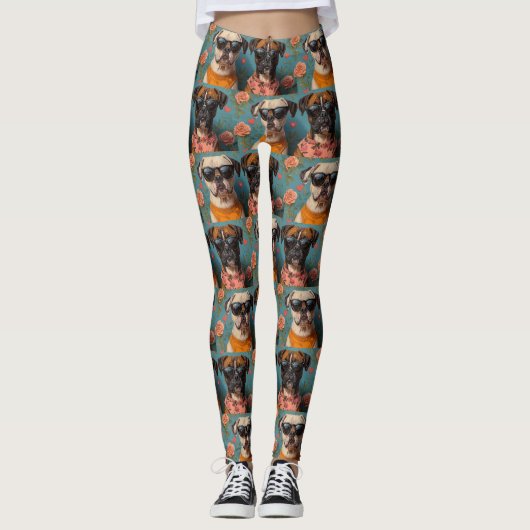 Boxer mit Herz-Rose Valentinstag Leggings (Vorderseite)