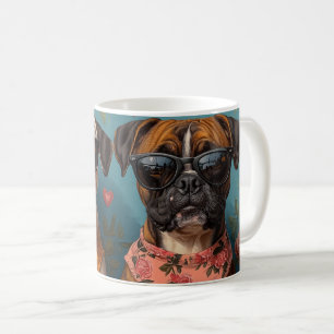 Boxer mit Herz Rosen Valentinstag Kaffeetasse