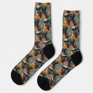 Boxer mit Herz Rosen Valentinstag Socken