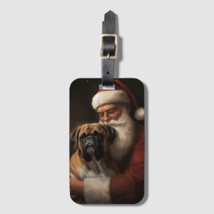 Boxer mit Santa Claus Festives Weihnachten Gepäckanhänger