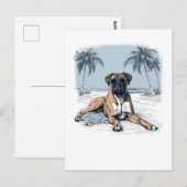Boxer mit Sonnenbrille am Strand Postkarte (Vorne/Hinten)