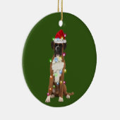 Boxer mit Weihnachts-Scafts Weihnachtsmannmütze Ge Keramik Ornament (Rechts)