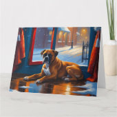 Boxer mit Weihnachtsbeleuchtung Urlaub Karte (Vorderseite)