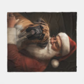 Boxer mit Weihnachtsfeiern Fleecedecke (Vorderseite (Horizontal))