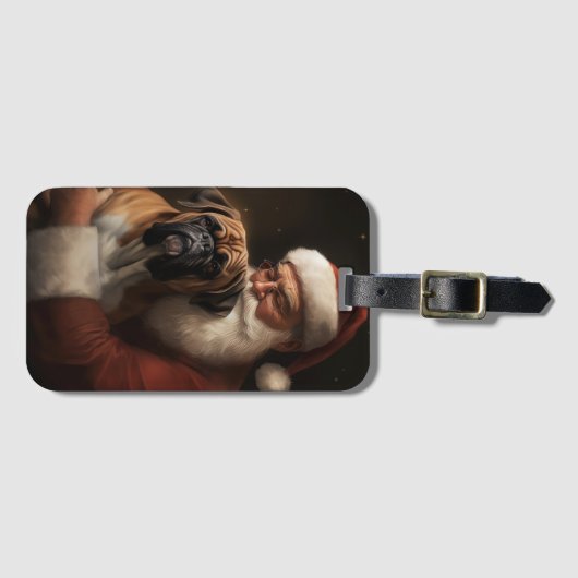 Boxer mit Weihnachtsfeiern Gepäckanhänger (Vorderseite (Horizontal))