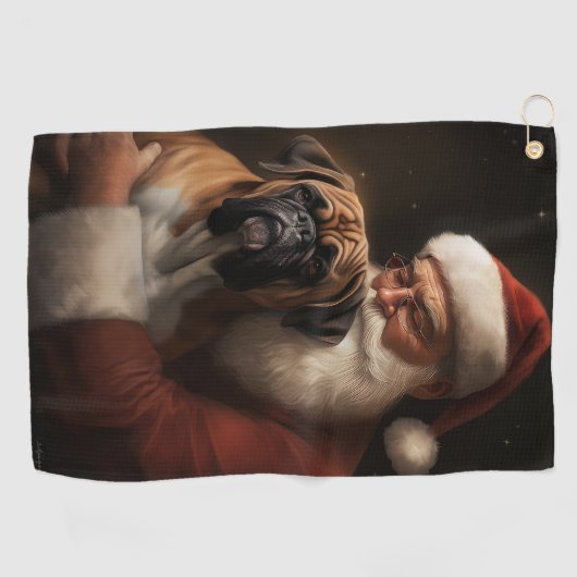 Boxer mit Weihnachtsfeiern Golfhandtuch (Horizontal)