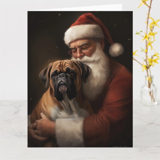 Boxer mit Weihnachtsfeiern Karte (Gelbe Blume)