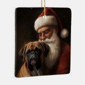 Boxer mit Weihnachtsfeiern Keramikornament (Rechts)