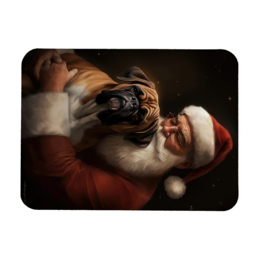 Boxer mit Weihnachtsfeiern Magnet (Horizontal)