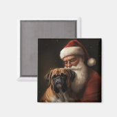 Boxer mit Weihnachtsfeiern Magnet (Vorderseite/Rückseite)
