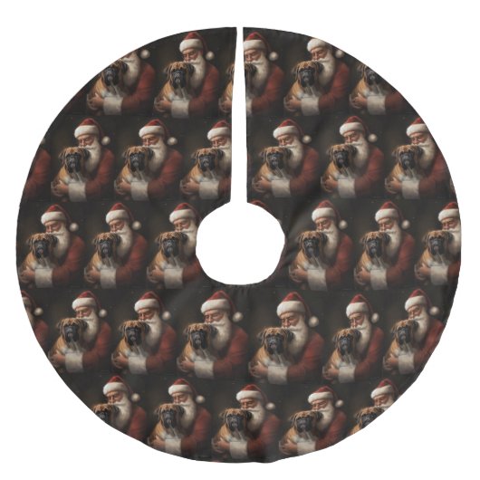 Boxer mit Weihnachtsfeiern Polyester Weihnachtsbaumdecke (Vorderseite)