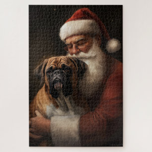 Boxer mit Weihnachtsfeiern Puzzle