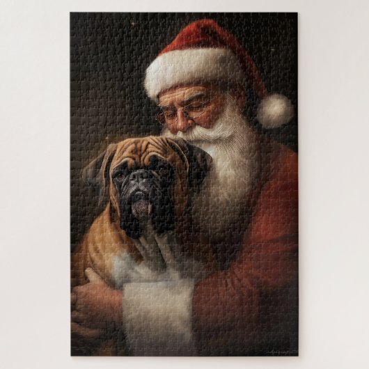 Boxer mit Weihnachtsfeiern Puzzle (Vertikal)
