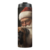 Boxer mit Weihnachtsfeiern Thermosbecher (Vorderseite)