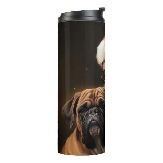 Boxer mit Weihnachtsfeiern Thermosbecher (Nach links gedreht)