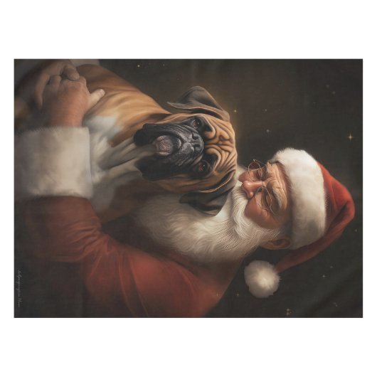 Boxer mit Weihnachtsfeiern Tischdecke (Vorderseite (Horizontal))