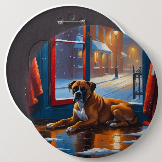 Boxer mit Weihnachtslichtern Urlaub Button (Vorne & Hinten)