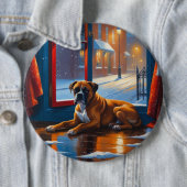 Boxer mit Weihnachtslichtern Urlaub Button (Beispiel)