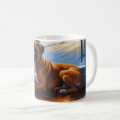Boxer mit Weihnachtslichtern Urlaub Kaffeetasse (VorderseiteRechts)