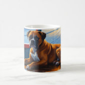 Boxer mit Weihnachtslichtern Urlaub Kaffeetasse (Mittel)