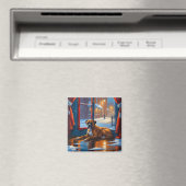 Boxer mit Weihnachtslichtern Urlaub Magnet (In Situ (Geschirrspüler))