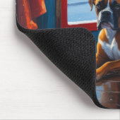 Boxer mit Weihnachtslichtern Urlaub Mousepad (Ecke)