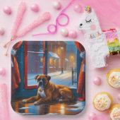Boxer mit Weihnachtslichtern Urlaub Pappteller (Party)