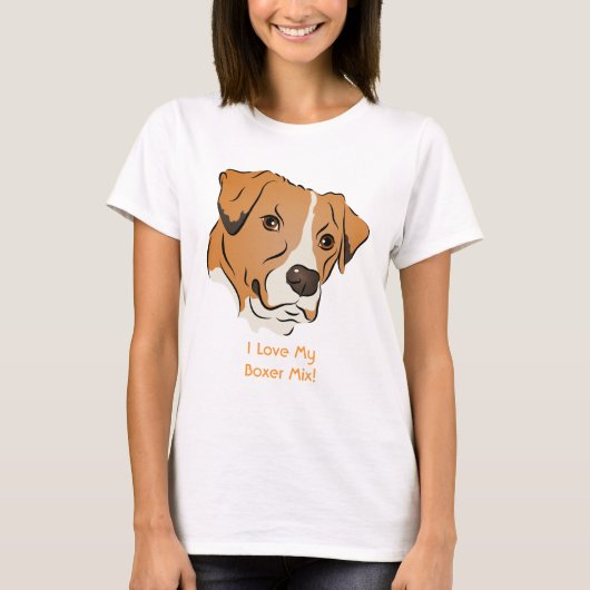 Boxer Mix Grafisches Dog-Portrait T-Shirt (Vorderseite)