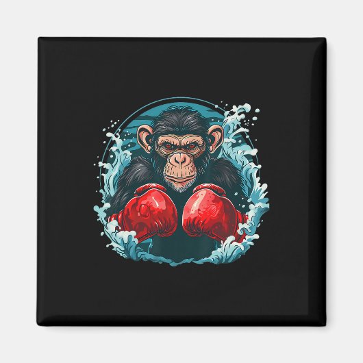 Boxer Monkey With Boxing Gloves Kickboxing Funny B Magnet (Vorne)