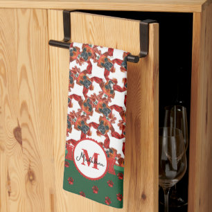 Boxer Muster Monogramm Weihnachten Hund Geschirrtuch