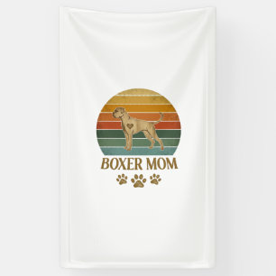 Boxer-Mutter-Hund Retro-Sonnenuntergang-Pfotenabdr Banner