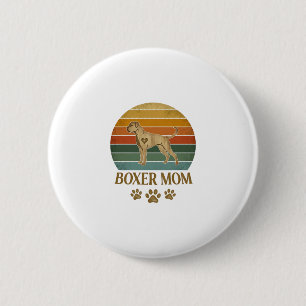 Boxer-Mutter-Hund Retro-Sonnenuntergang-Pfotenabdr Button
