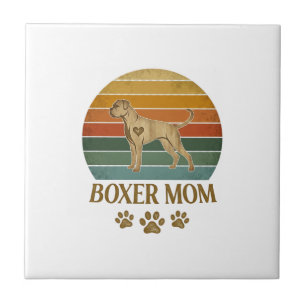 Boxer-Mutter-Hund Retro-Sonnenuntergang-Pfotenabdr Fliese