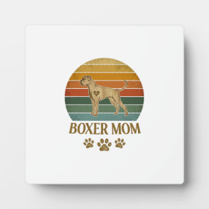 Boxer-Mutter-Hund Retro-Sonnenuntergang-Pfotenabdr Fotoplatte