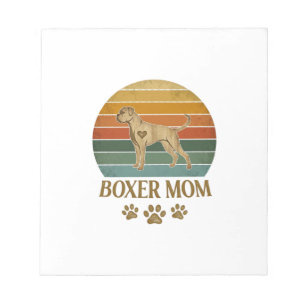 Boxer-Mutter-Hund Retro-Sonnenuntergang-Pfotenabdr Notizblock