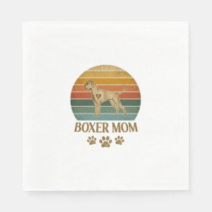 Boxer-Mutter-Hund Retro-Sonnenuntergang-Pfotenabdr Serviette