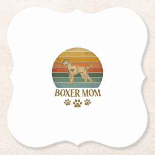 Boxer-Mutter-Hund Retro-Sonnenuntergang-Pfotenabdr Untersetzer