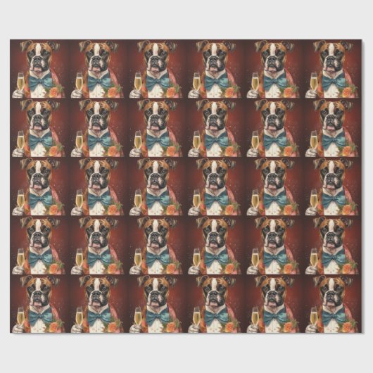 Boxer Neujahr Geschenkpapier (Flach)