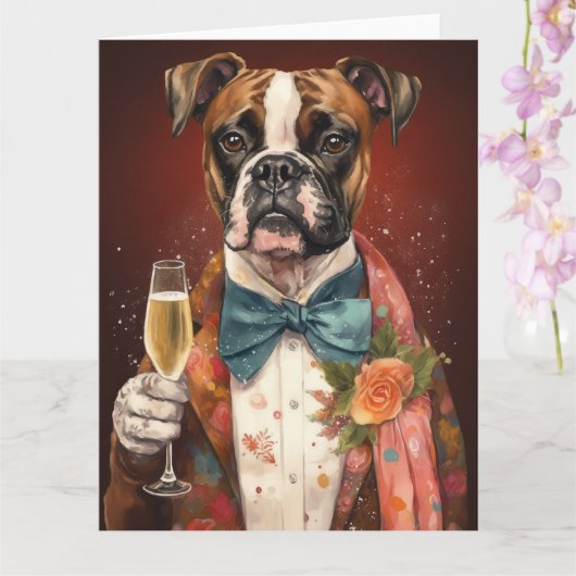 Boxer Neujahr Karte (Orchidee)