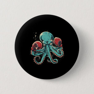 Boxer Octopus Lover Ocean Creation Kickboxing Button