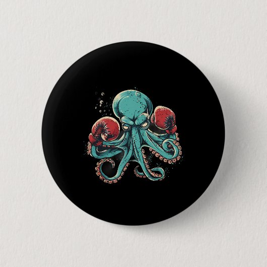 Boxer Octopus Lover Ocean Creation Kickboxing Button (Vorderseite)