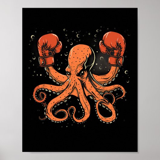 Boxer Octopus Lover Ocean Creature Boxkick Poster (Vorne)