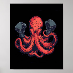 Boxer Octopus Lover Ocean Creature Boxkick Poster