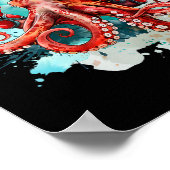 Boxer Octopus Lover Ocean Creature Boxkick Poster (Ecke)