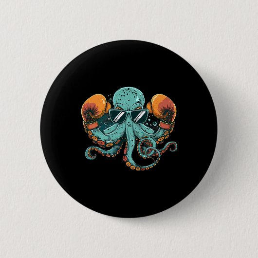 Boxer Octopus Lover Ocean Sea Creature Funny Boxen Button (Vorderseite)